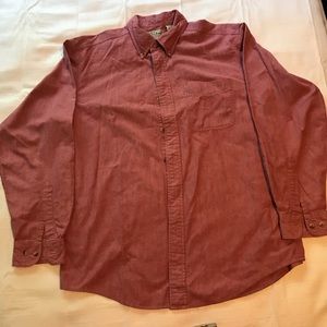 L.L Bean Men’s Red Long Sleeve Button Up-Medium R